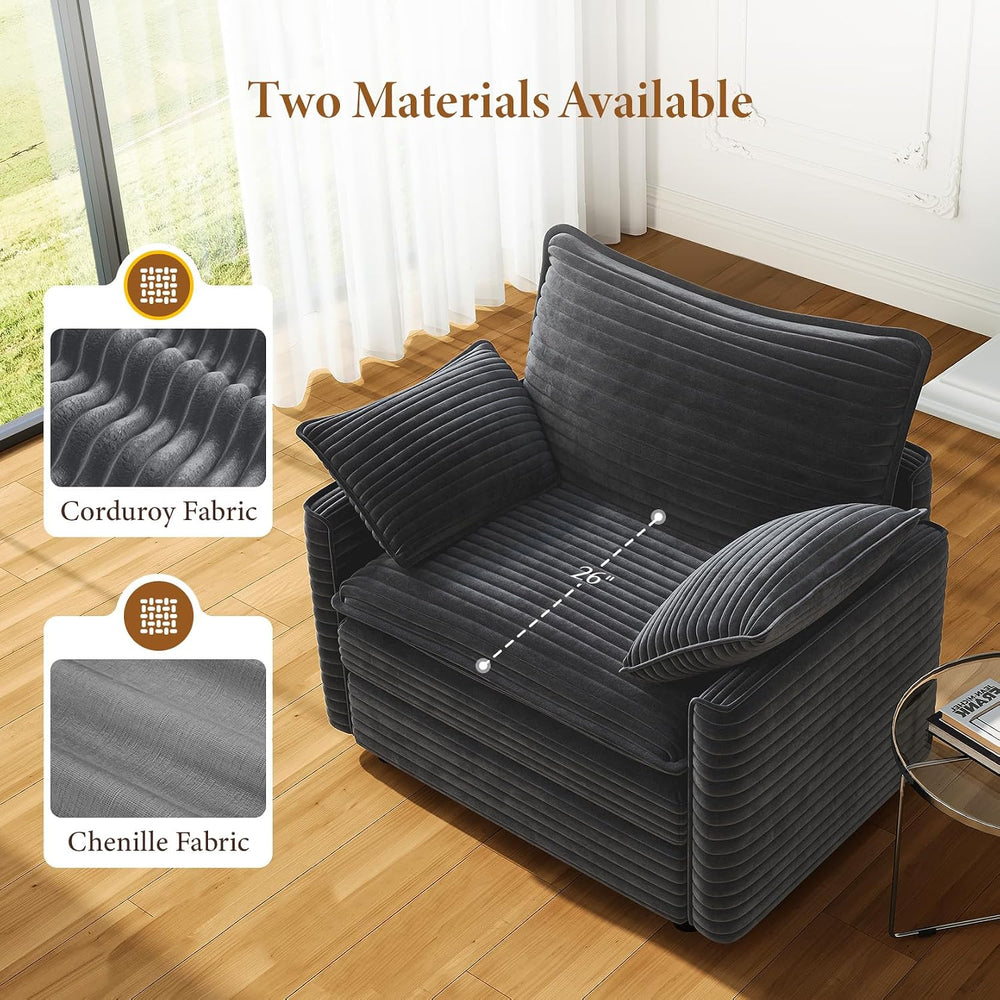 Vesgantti 40" Single Seat Sofa, Deep Seat Armchair Cloud Couch, Gray