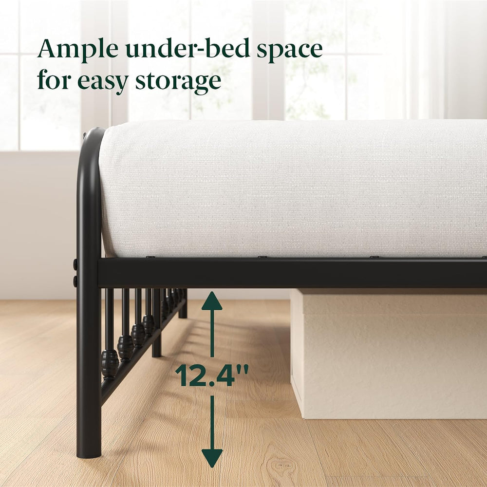 Zinus Leonardo Metal Platform Bed Frame, Victorian Spindle Headboard, King
