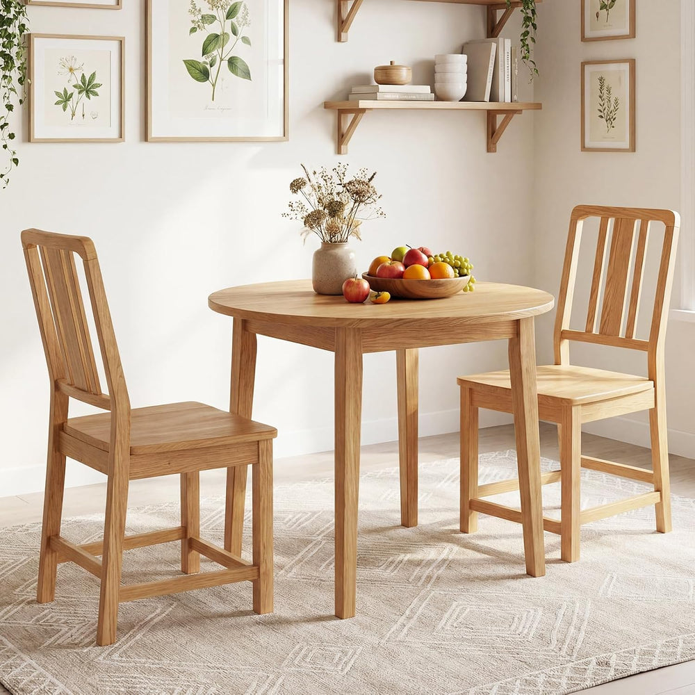 GIANTEX Wood Dining Chairs Set of 4, Natural Wooden Style,Hollowed Backrest