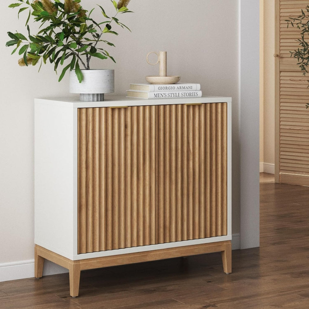 Nathan James Jasper Modern Sideboard, Kitchen Storage Cabinet with Fluted Doo...