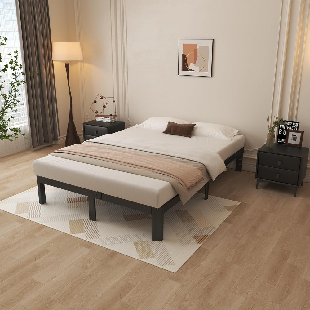 10 Inch King Bed Frame with Metal Gasket, Black Platform Bed Base