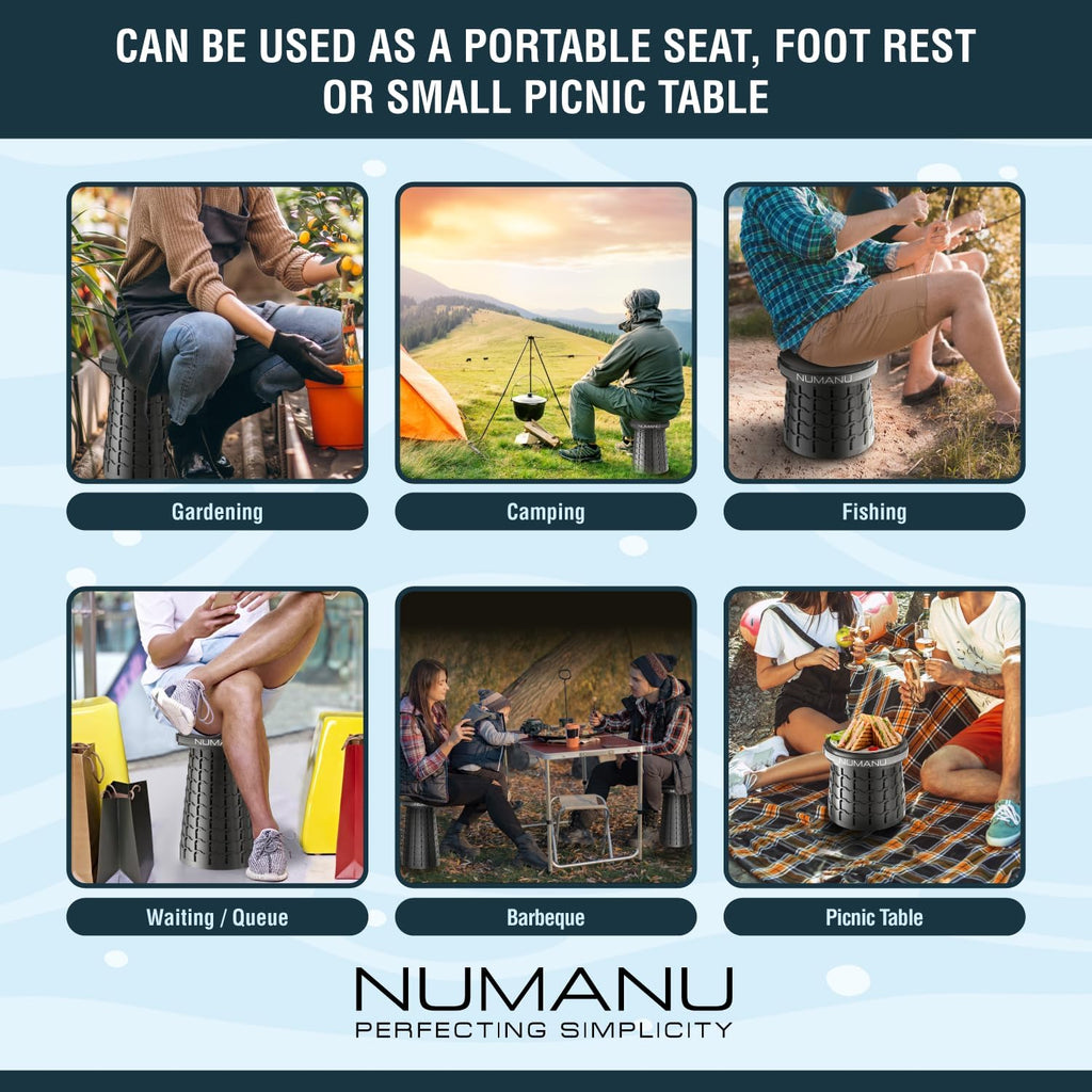 NUMANU XXL Collapsible Stool for Adults, Portable Folding Seat, 1000 lbs