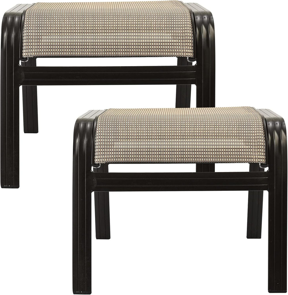 Outdoor Patio Ottoman Seat Textilene Portable Metal Footstool Portable Footre...