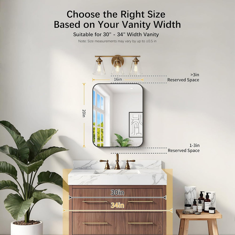 DESBING 16"x20" Bathroom Mirror for Over Sink, Black Framed Wall Mi...