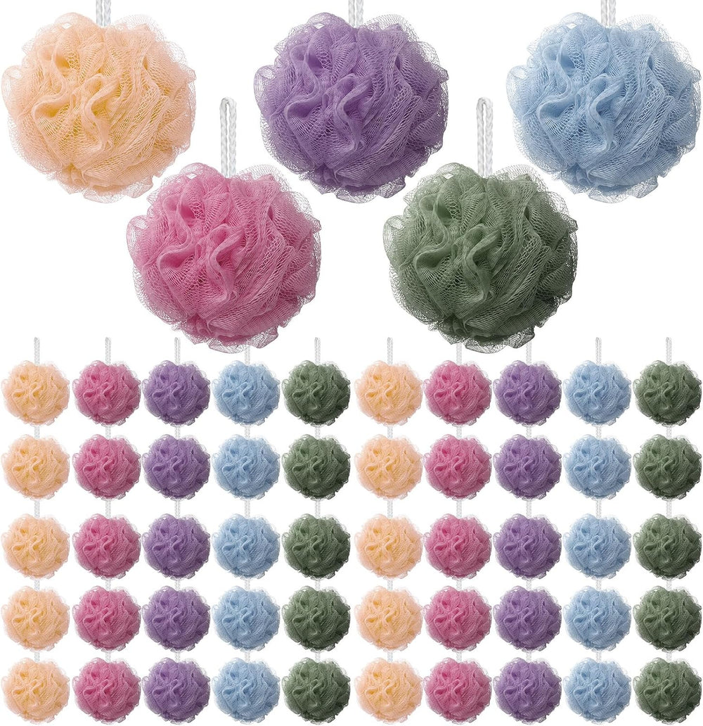 Nitial 50 Pcs Large Bath Shower Loofah Sponge Bulk 60g, Soft Color