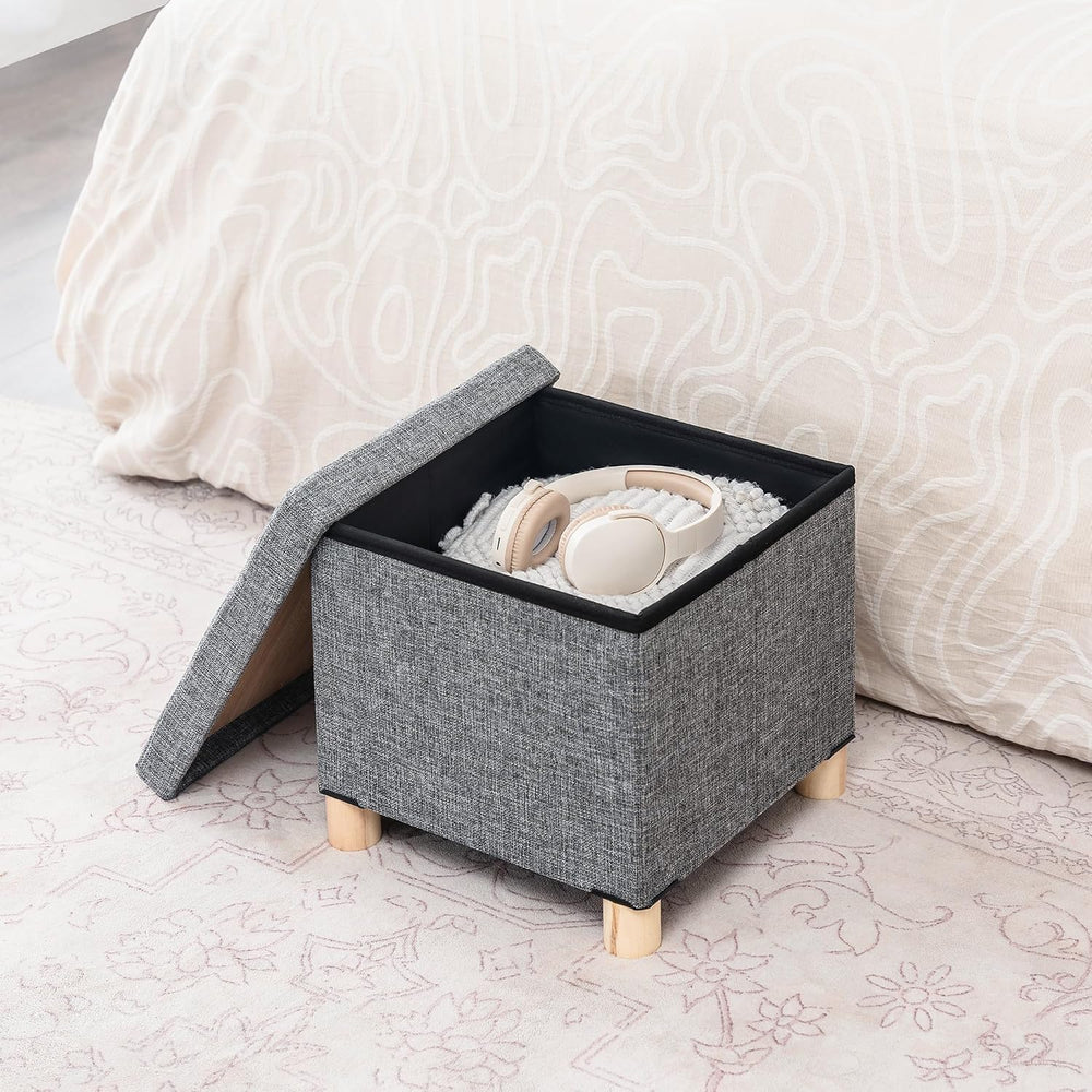 Asense Small Storage Ottoman,Foldable Foot Stool with Reversible Tray Lid and...