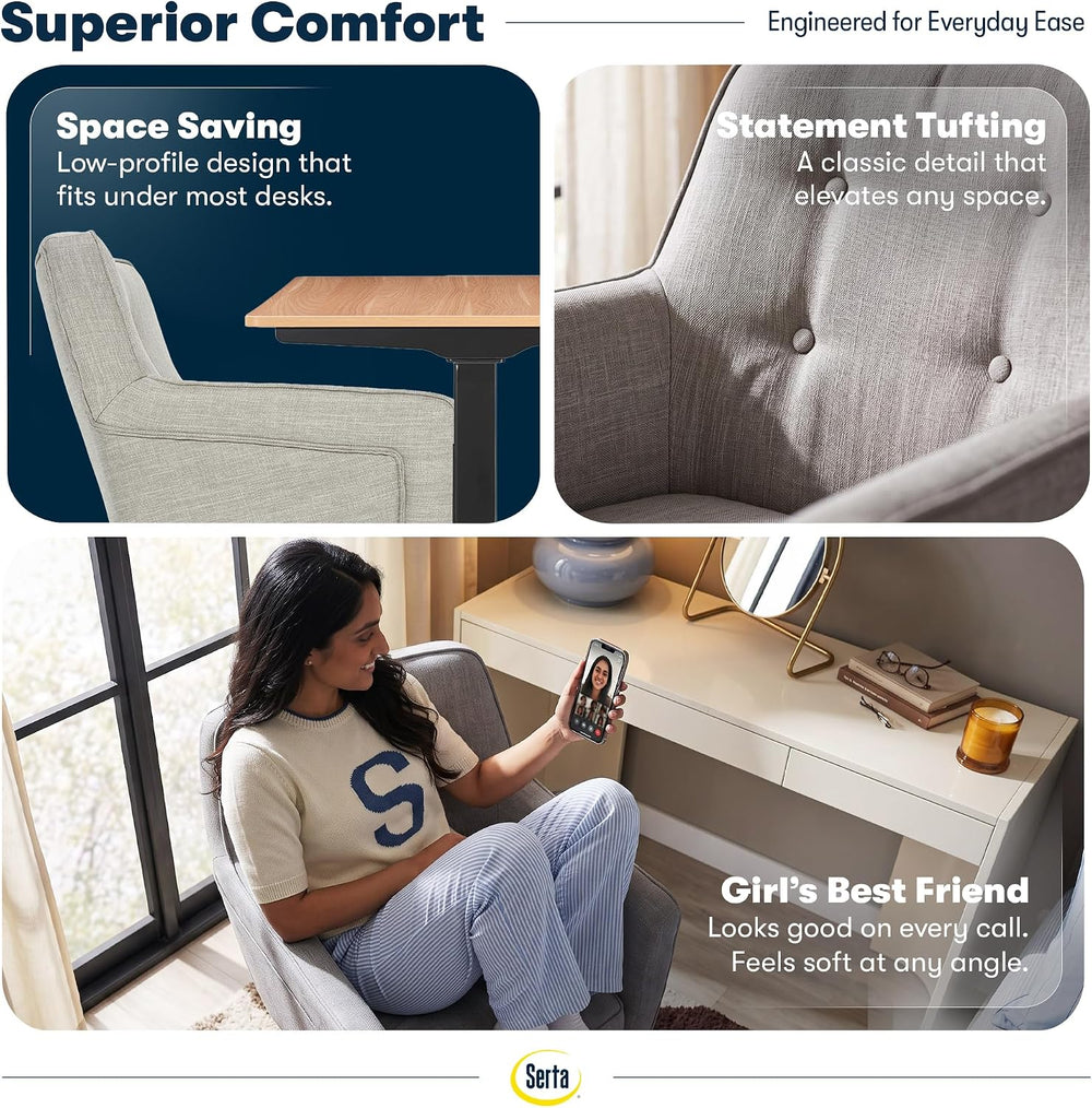 Serta Ashland Home Office Desk Chair with Button Tufted Mid-Back, Memory Foam...