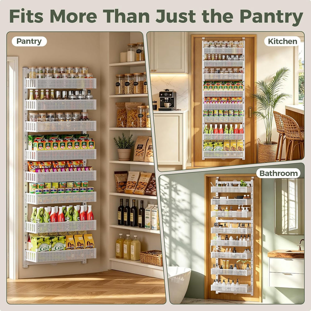 POKIPO 8-Tier Over the Door Pantry Organizer, 2 IN 1 Wall Mount or Hanging Sp...