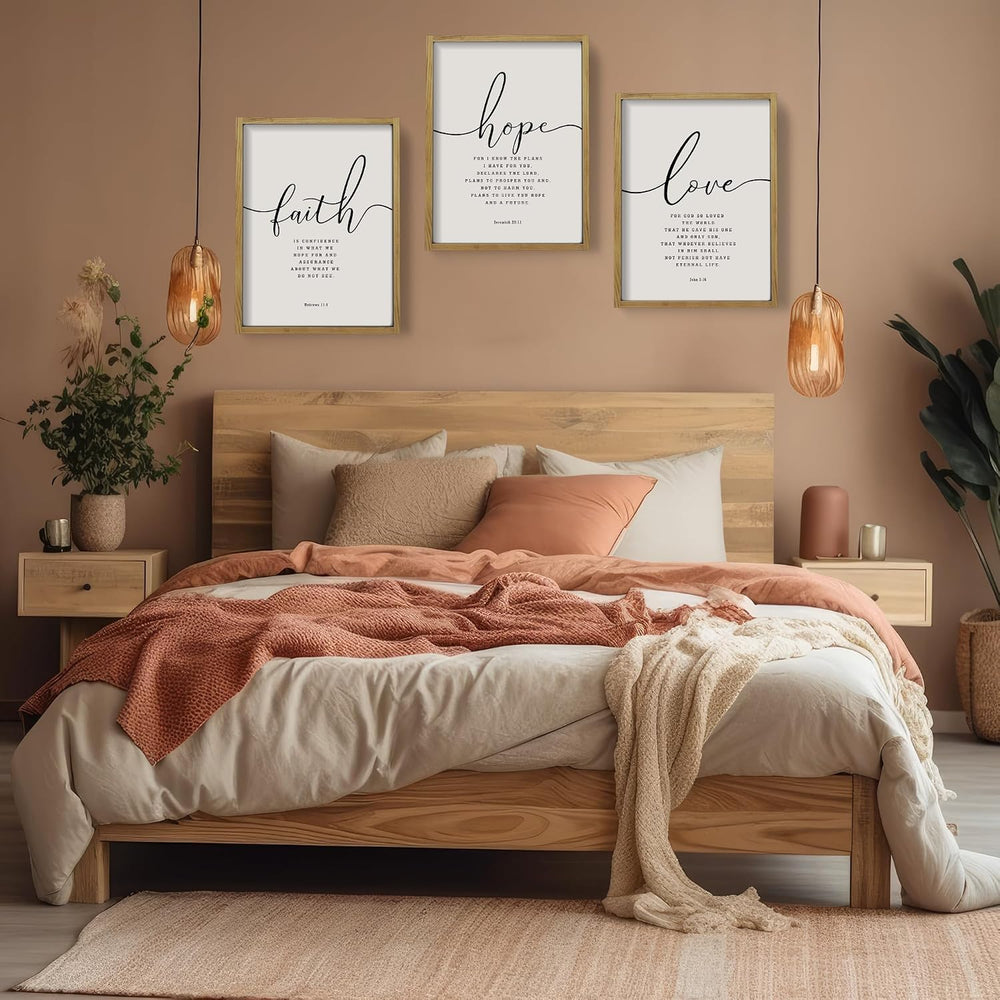 Houmury Set of 3 Framed Farmhouse Bible Verses Wall Decor Sign 11”x14” Christ...