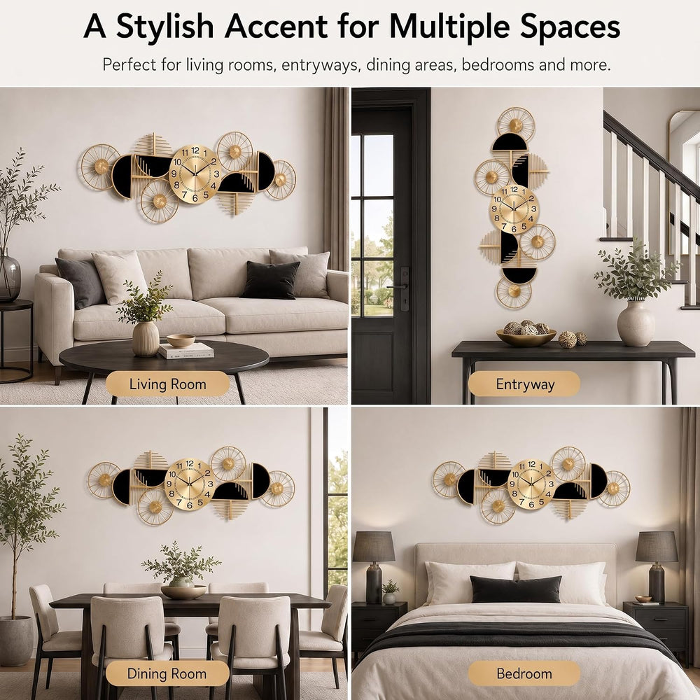 40" Large Modern Wall Clock, 3D Metal Wall Art for Living Room