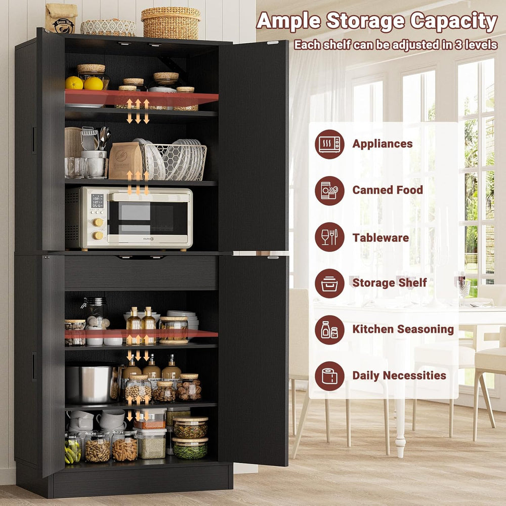 Unikito 71" Kitchen Pantry Storage Cabinet with Adjustable Shelves, Drawer