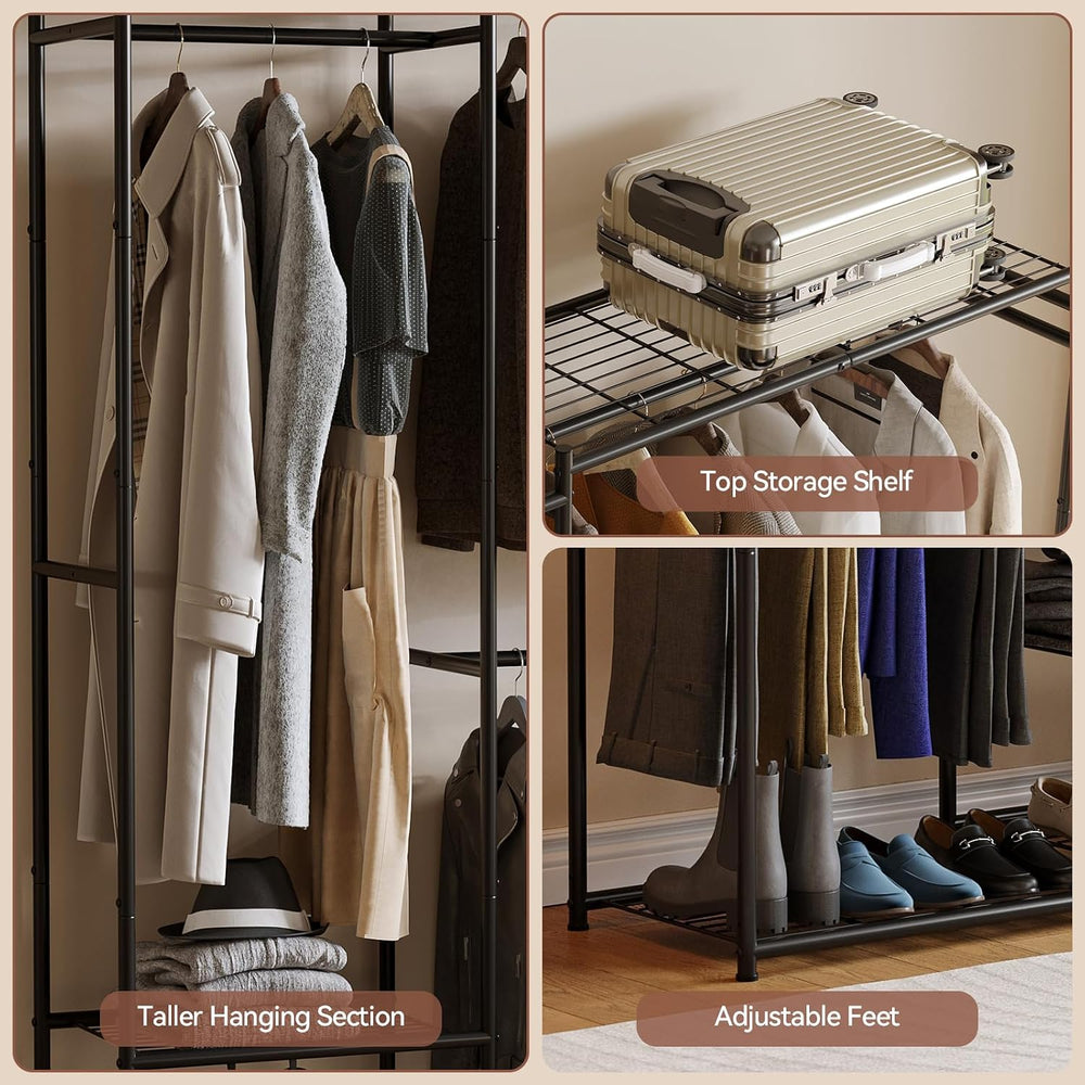 Tall Size Clothing Rack with Shelves, Portable Closet Storage Organizer