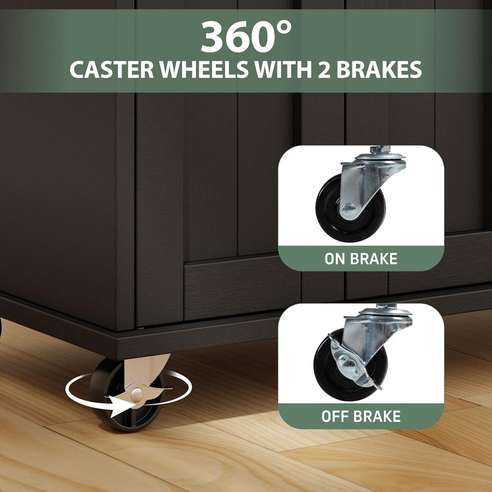 JY QAQA 39" Kitchen Island on Wheels with Storage Cabinet Kitchen Cart C...