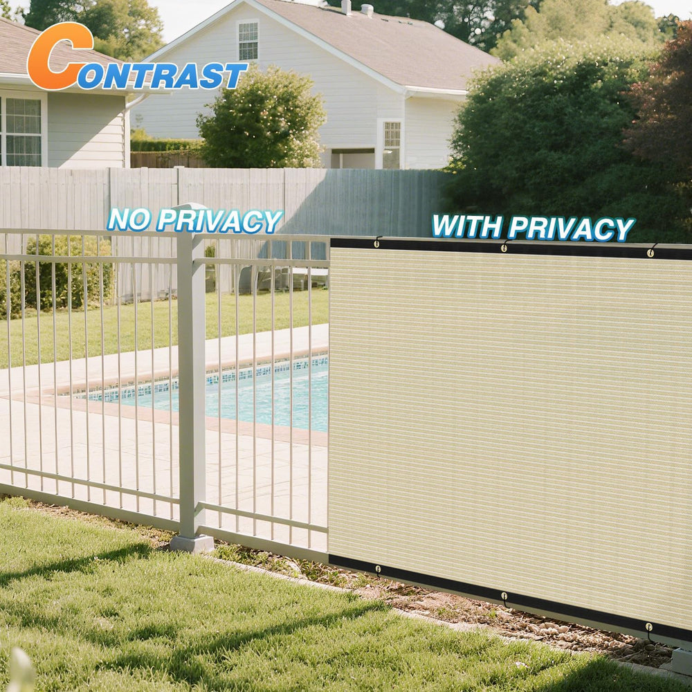 TANG Fence Privacy Screen Beige 6 Feet x 25 Feet Outdoor Shade Cloth with Gro...