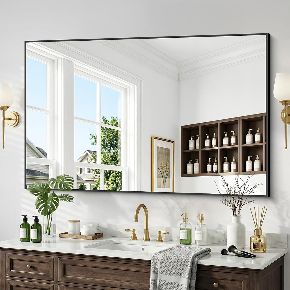 48" x 30" Bathroom Mirror for Wall, Metal Framed Rectangular Vanity...