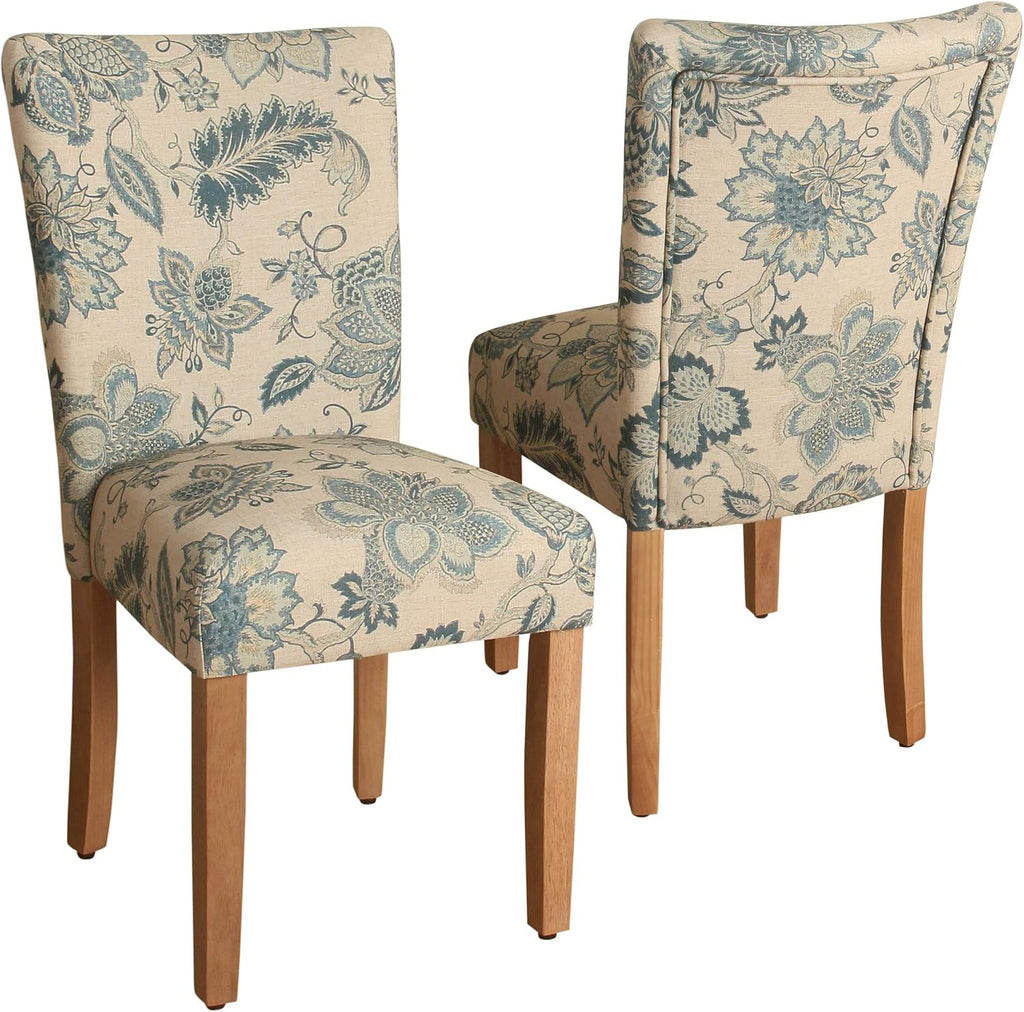 HomePop Parsons Dining Chair, Blue Jacobean (Set of 2)