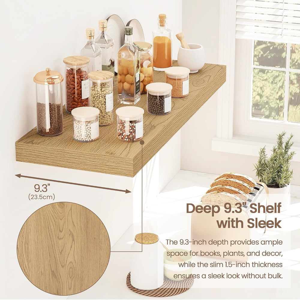 Vivelove Floating Shelves 9 inch Deep 24”Long Set of 2, Oak
