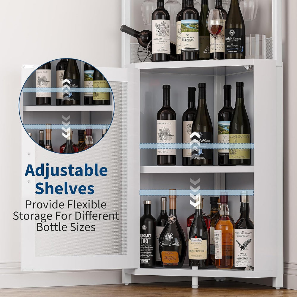 Garvee Corner Bar Cabinet with LED Light Modern Wine Cabinet with Wine Rack &...