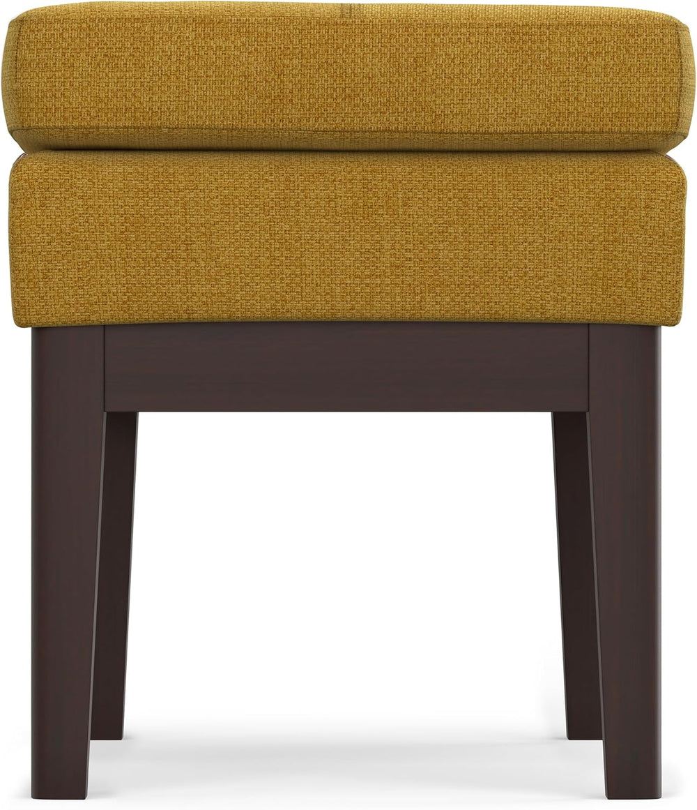 SIMPLIHOME Carlson 27" Wide Woven Fabric Rectangle Ottoman in Marigold