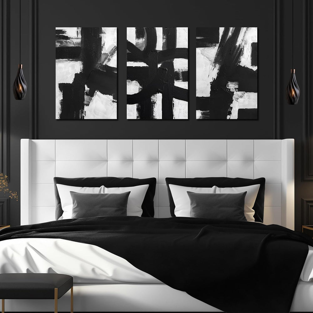 MXUNYZ Black and White Abstract Canvas Wall Art for Living Room