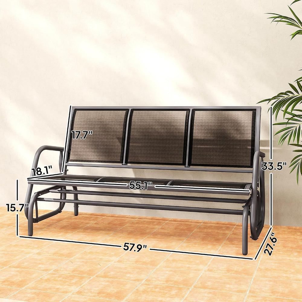 Outsunny 3-Person Patio Glider Bench Outside 3 Seats, Black