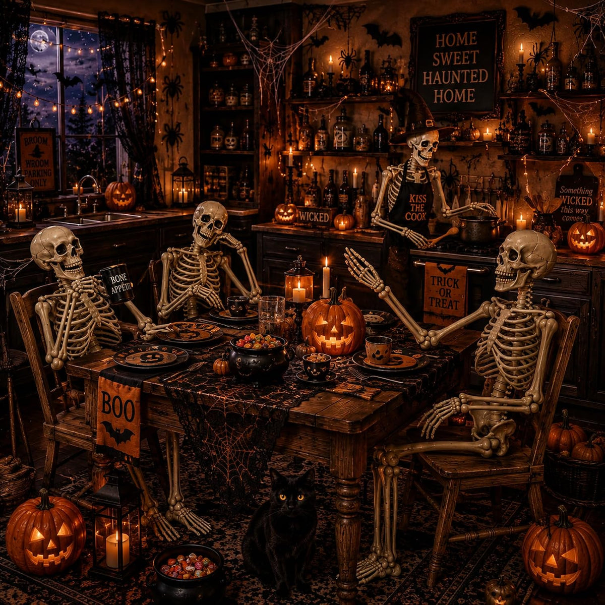 5.4FT Halloween Skeleton Decorations,Posable Human Skeleton Decorations for Halloween Party Decor, Haunted House Props Indoor Outdoor Decoration