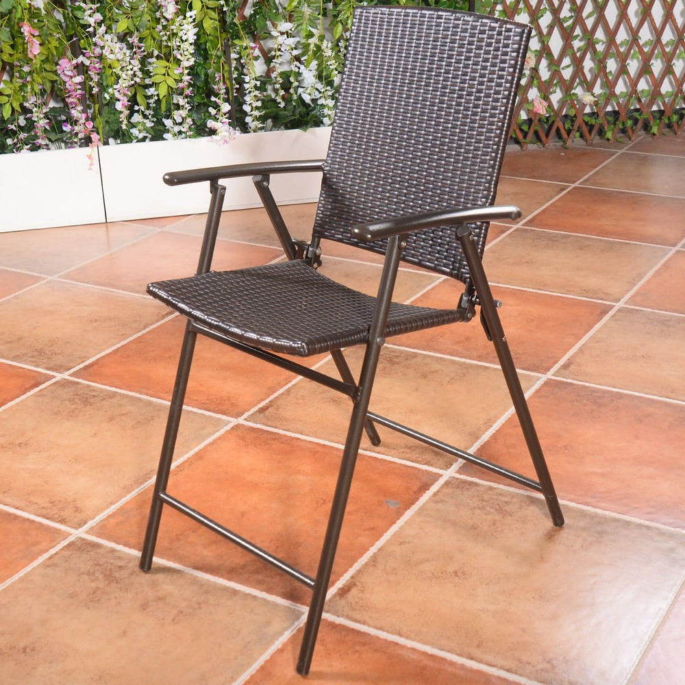Tangkula 4 Piece Folding Patio Bar Chairs, Lightweight Portable Foldable Spac...