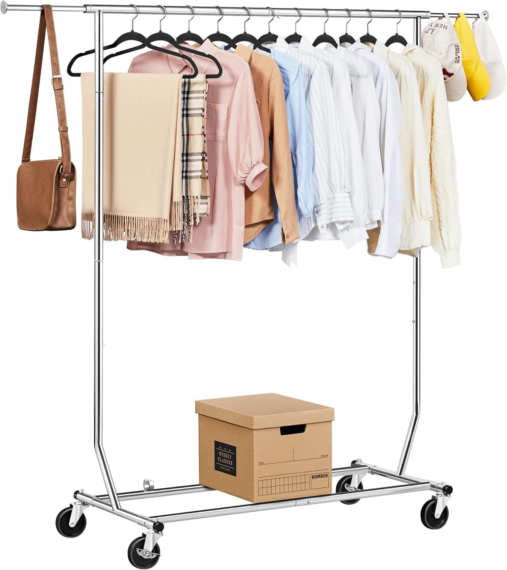 Yaheetech Heavy Duty Collapsible Rolling Clothes & Garment Rack, Chrome