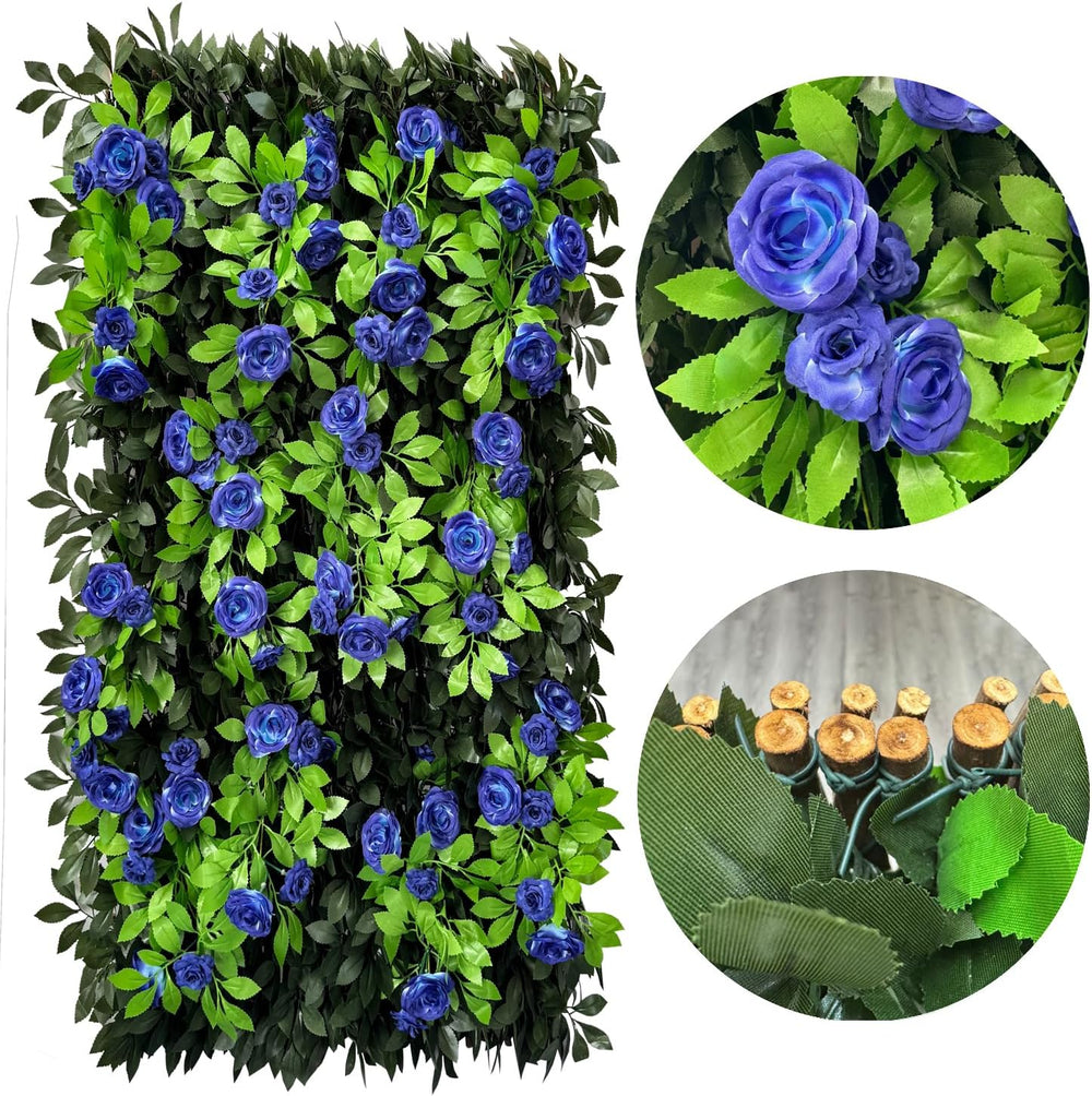 Expandable Privacy Screen with Artificial Flower for Balcony Patio Fence Gree...