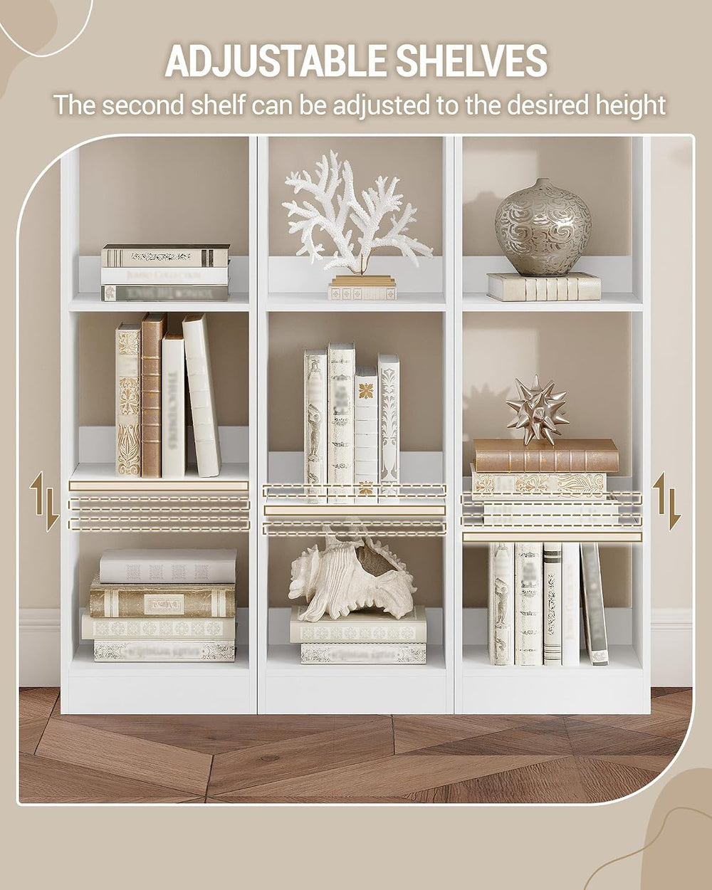Hzuaneri Bookcase, Tall Narrow Bookshelf, Open Display Storage Shelf