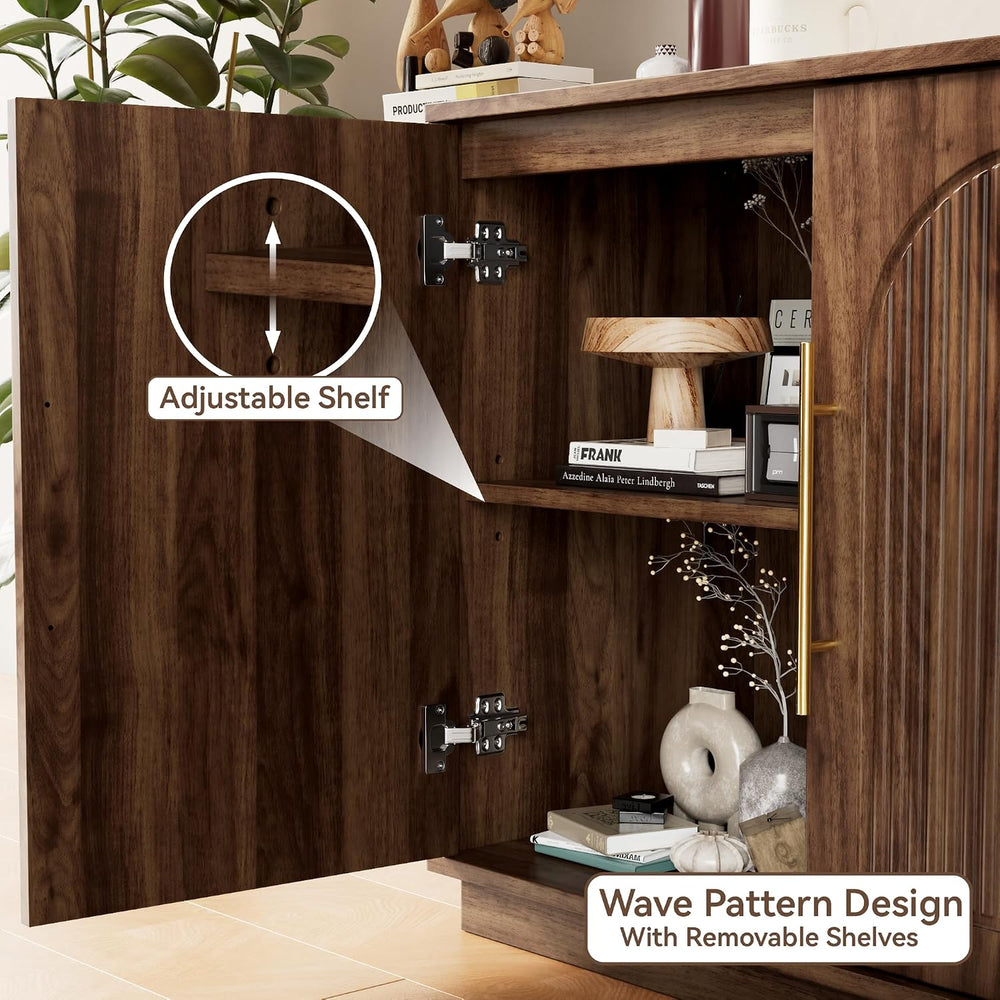 Modern Buffet Cabinet with Storage, 31.5”Sideboard Cabinet, Walnut