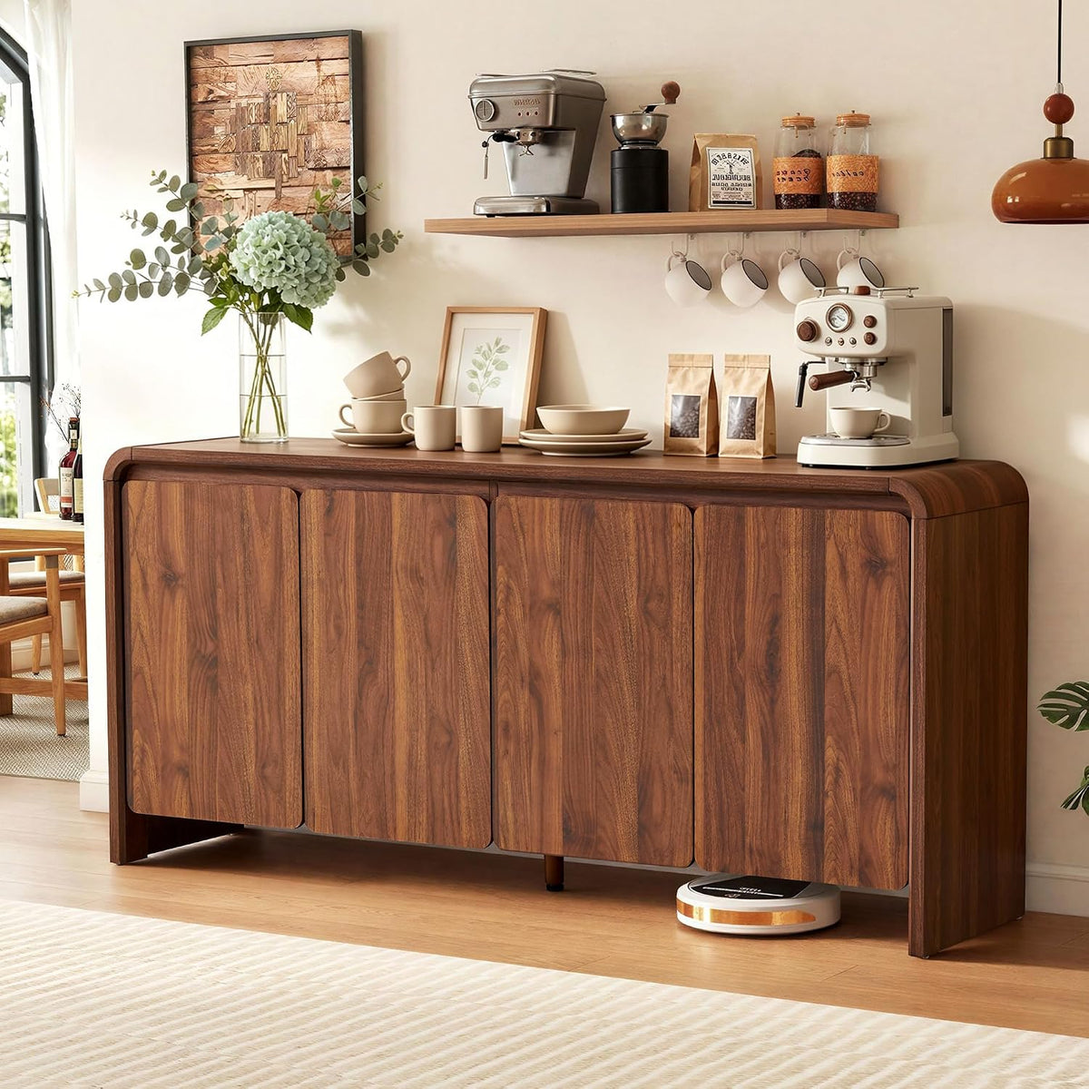 63" Sideboard Buffet Cabinet with Storage, Accent Cabinet with 4 Doors