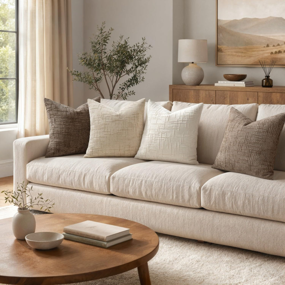 MIULEE Texture Chenille Decorative Throw Pillow Covers Neutral Beige 20x20