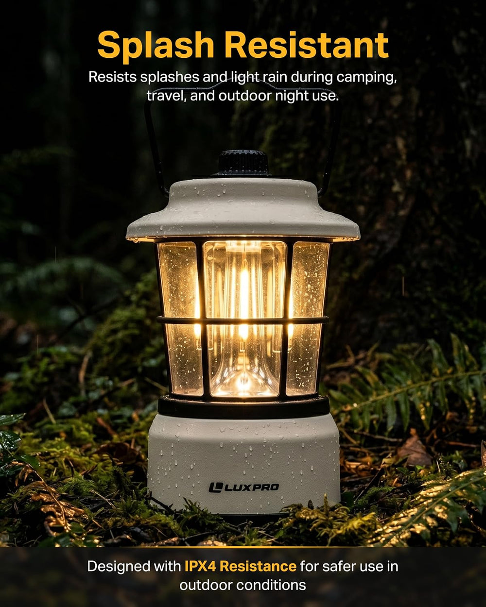 LUXPRO Retro Outdoor Lantern, Battery Lamp Camping Lantern, Beige, 2 Pack