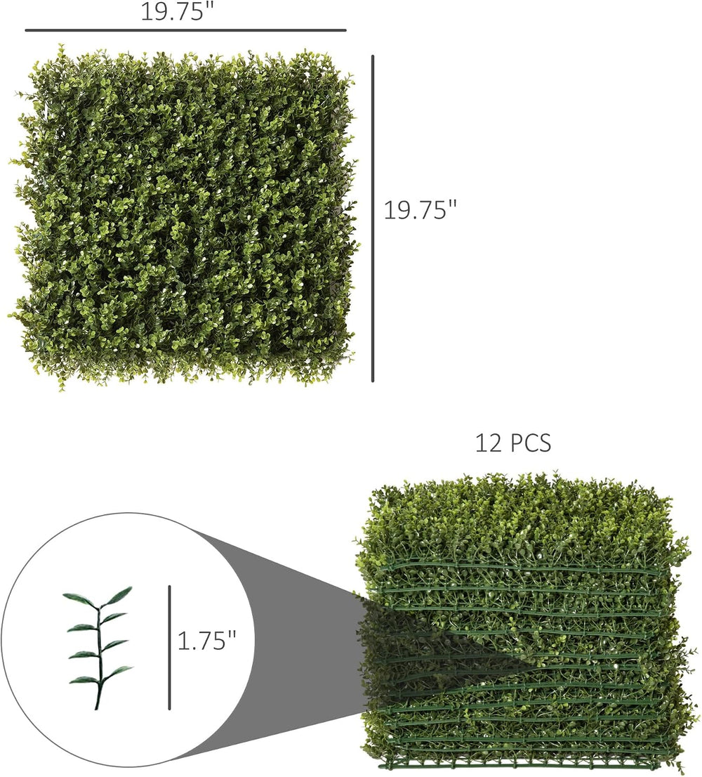 Outsunny 12PCs Grass Wall Panels, 20" x 20" Artificial Grass Wall D...