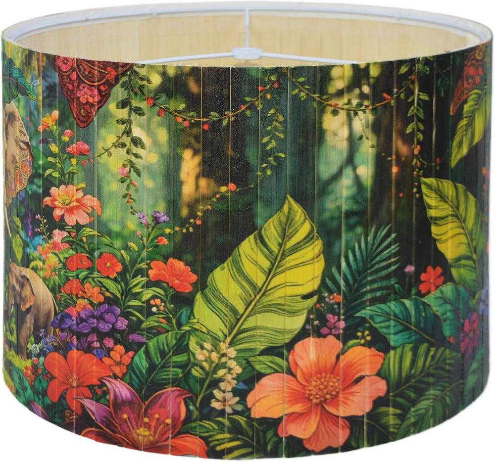 Natural Bamboo Drum Lamp Shade,Tropical Plants Covers,13×13×10 Inch Wide Rim ...