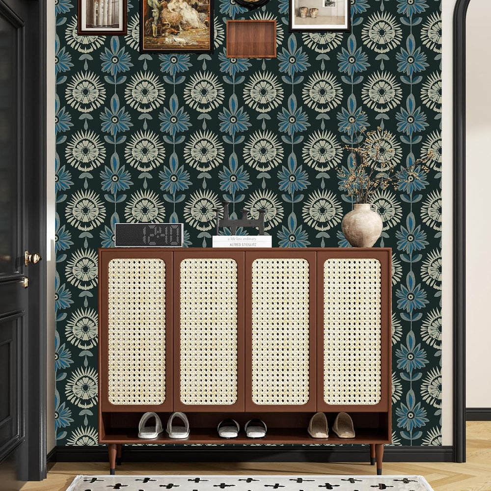 BOKEBEVE Extra Long Green Leaf Wallpaper Stick and Peel Boho 17.5 x 393.5In