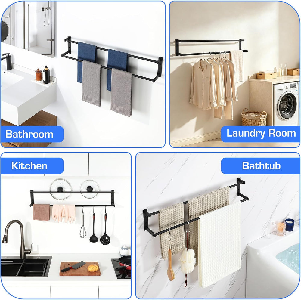 Alise 32 Inch Double Towel Bar for Bathroom Wall Mounted,Matte Black