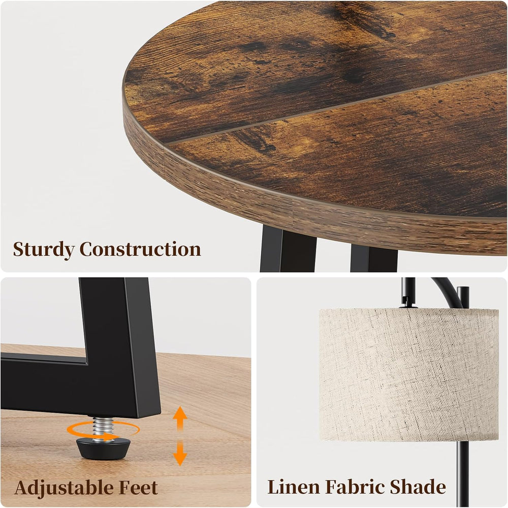 Yoobure Floor Lamp with Table - Round Night Stand with Charging Station