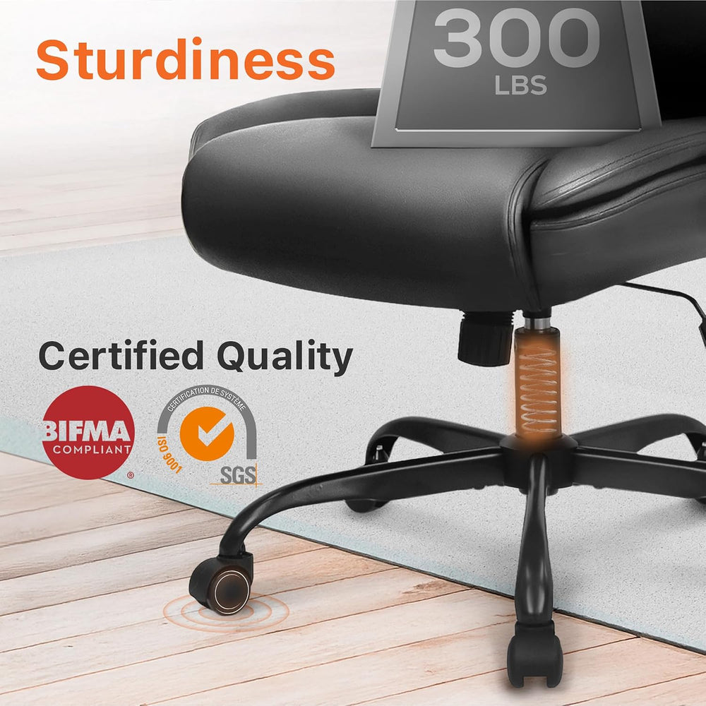 NEO CHAIR Office Desk Chair, High Back PU Leather with Flip-up Arms, Black