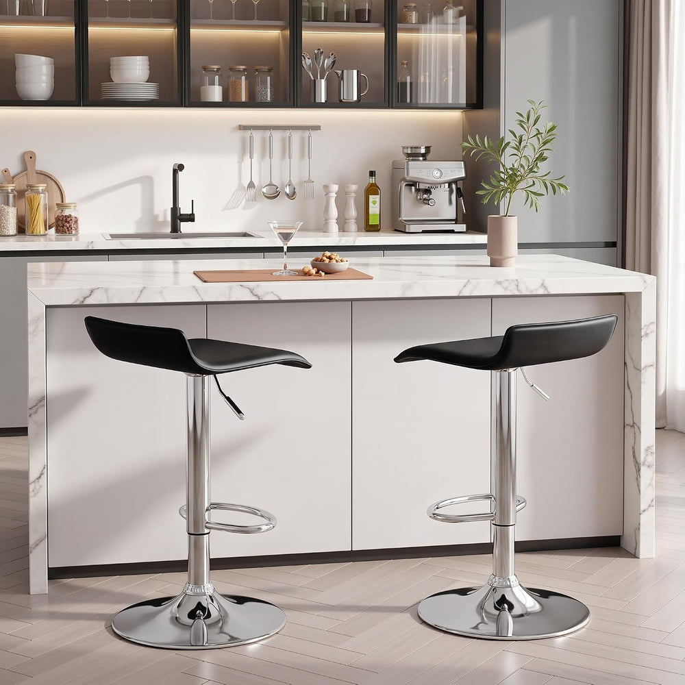 VECELO Bar Stools Set of 2, Counter Bar Stools with Swivel Bar and Adjustable...