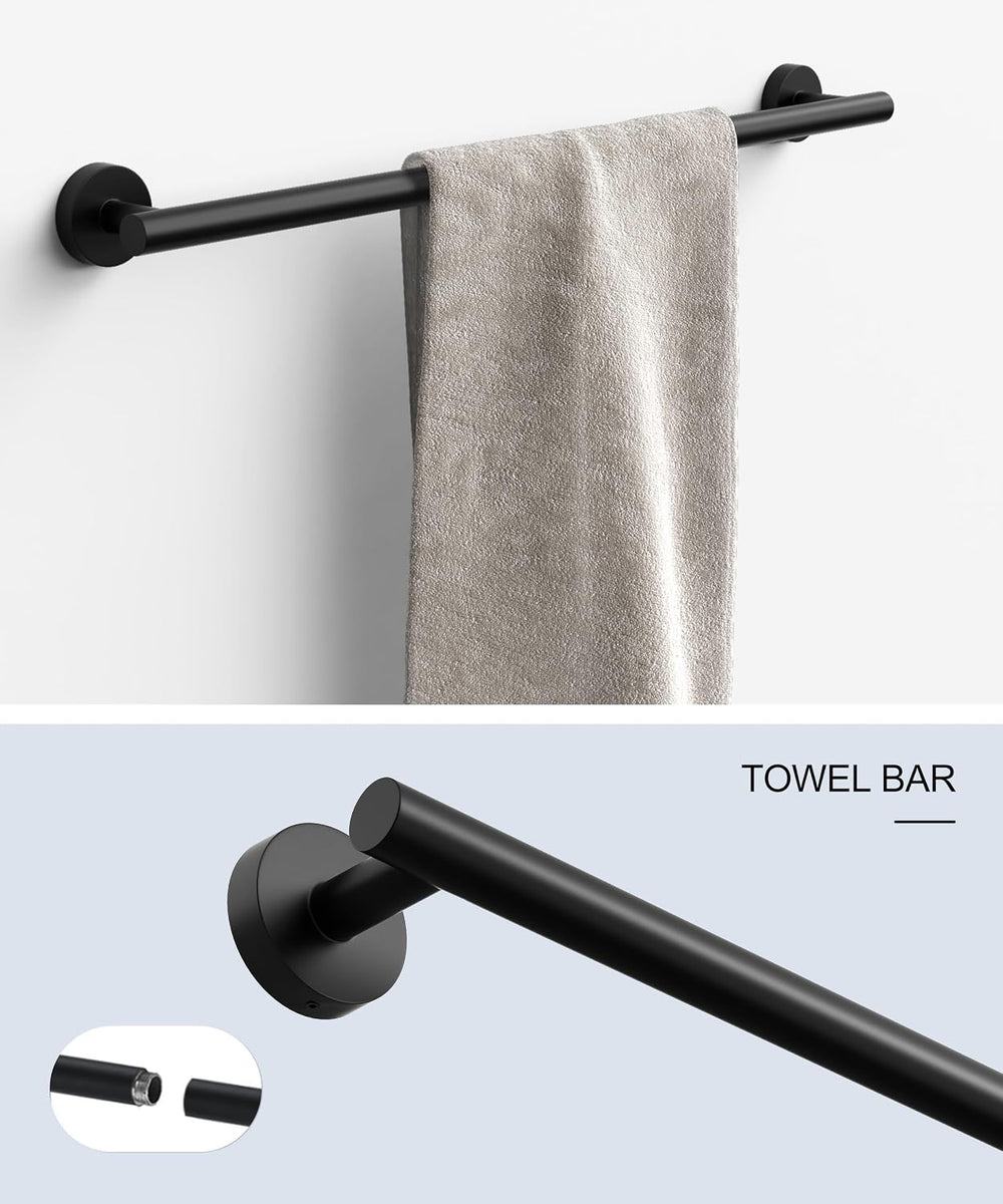 Matte Black Bathroom Hardware Accessories Set 5 Pcs SUS304 Stainless Steel