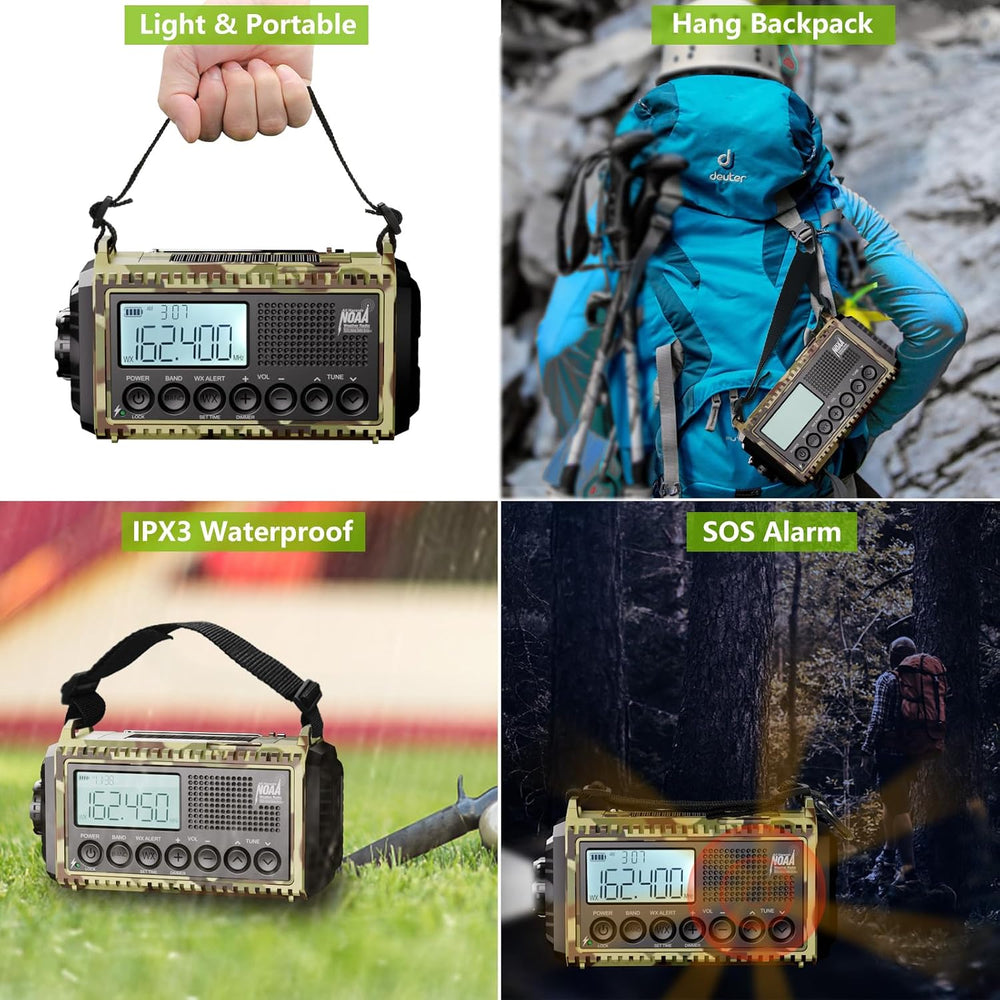 Raynic Weather Radio, 12000mAh Hand Crank Emergency Radio, 6 Ways Powered AM/...