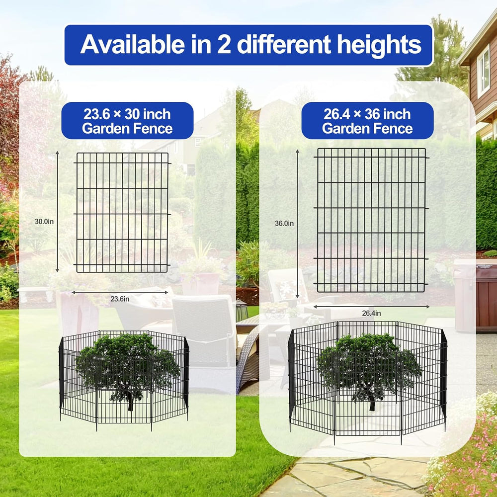 INJOPEXI Garden Fence 6 Panels 11.8ft (L)×30in (H) Decorative Garden Fences w...