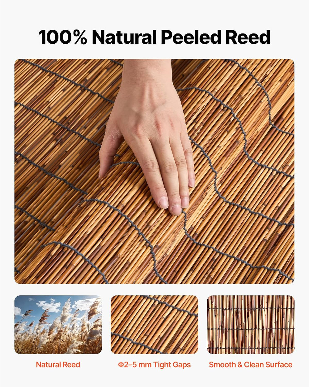 VEVOR Natural Reed Fencing, 4 ft x 13.12 ft, 2 Pack Decorative Natural Reed F...