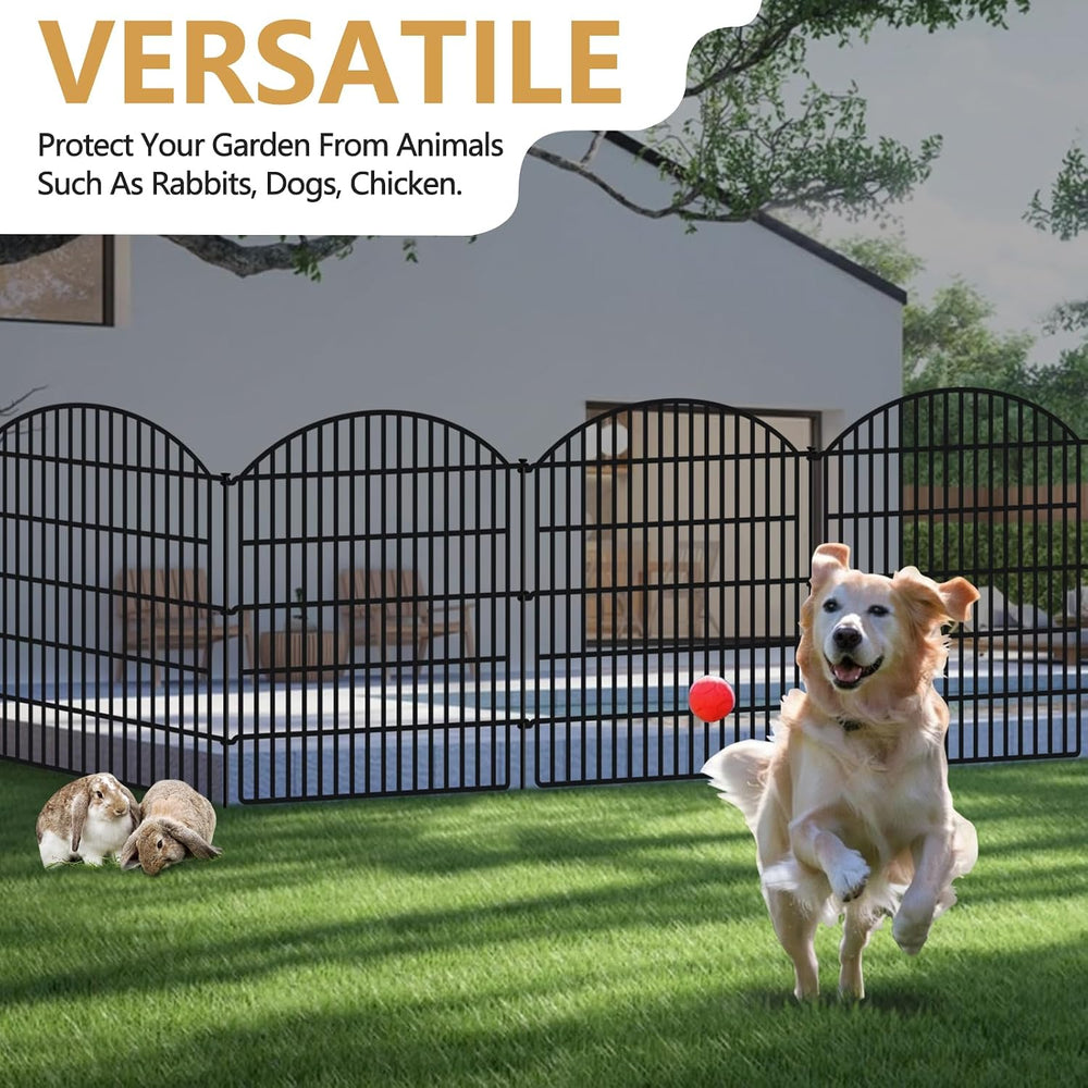 10 Panels Decorative Garden Fence, 40in (H) X 24ft (L) No Dig Dog Fences Outd...