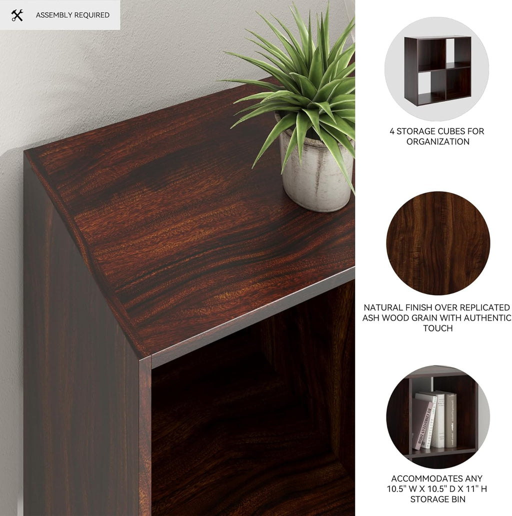 Signature Design by Ashley Glosmount 4 Cube Storage Organizer or Bookcase, Cherry & Light Brown