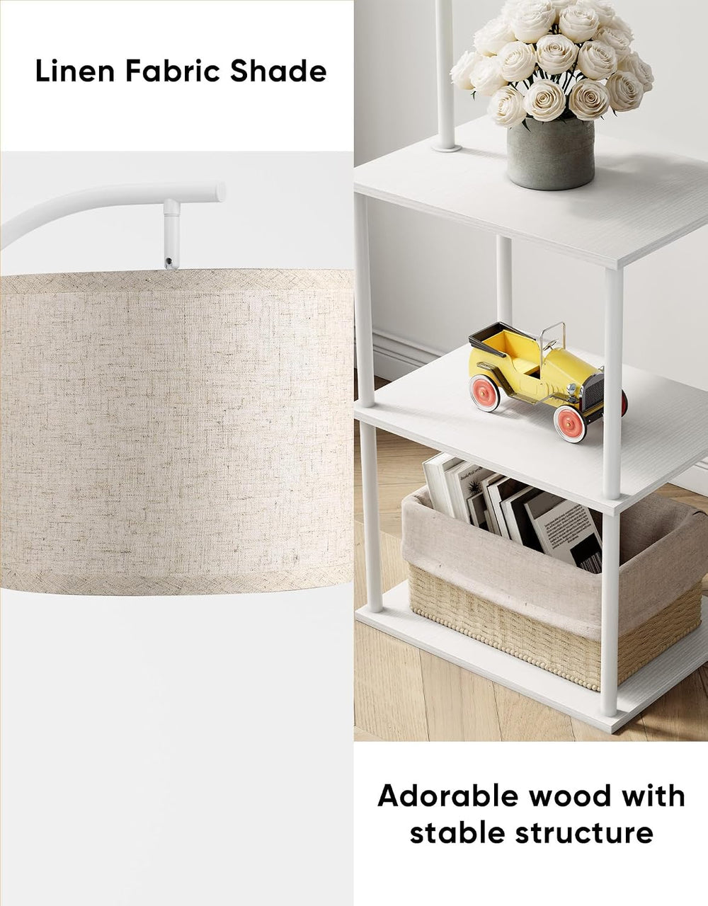 Floor Lamp with Table 2-Pack, Nightstands End Side Table for Living Room