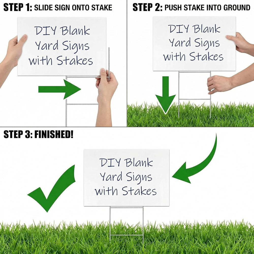 10 Large Blank Yard Signs with Stakes 18 x 24",Corrugated Plastic Lawn S...