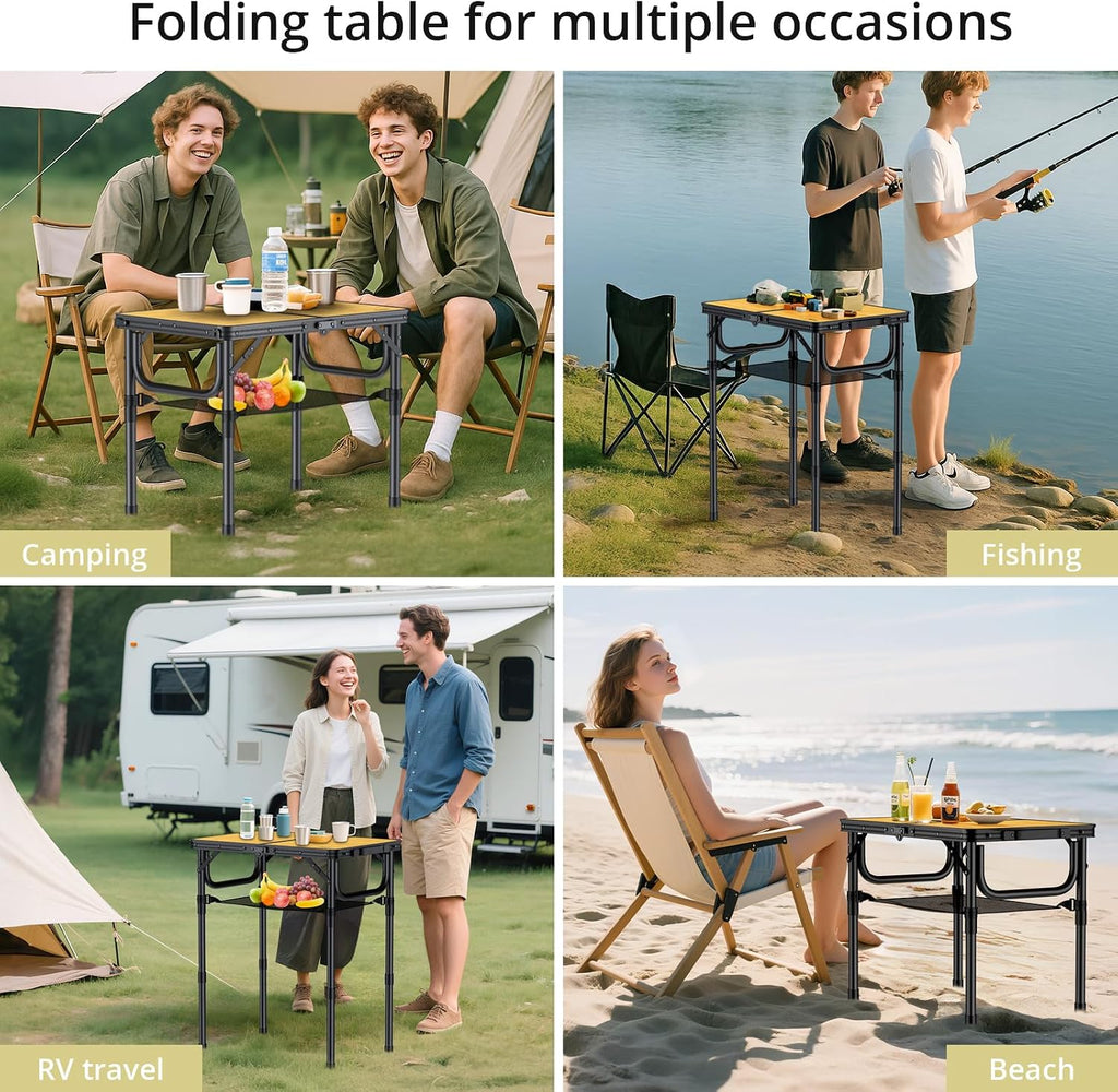 Anbte 2ft Camping Table Foldable, 24" x 16" Small Folding Table Portable